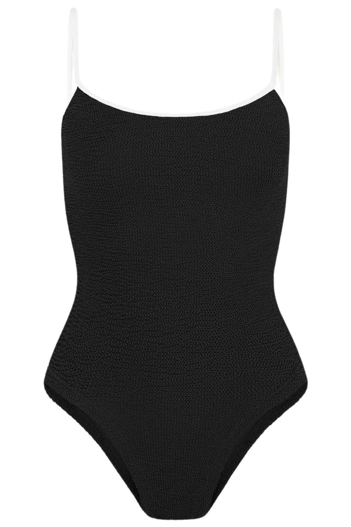 Pamela Crinkle Contrast Swimsuit Black/White