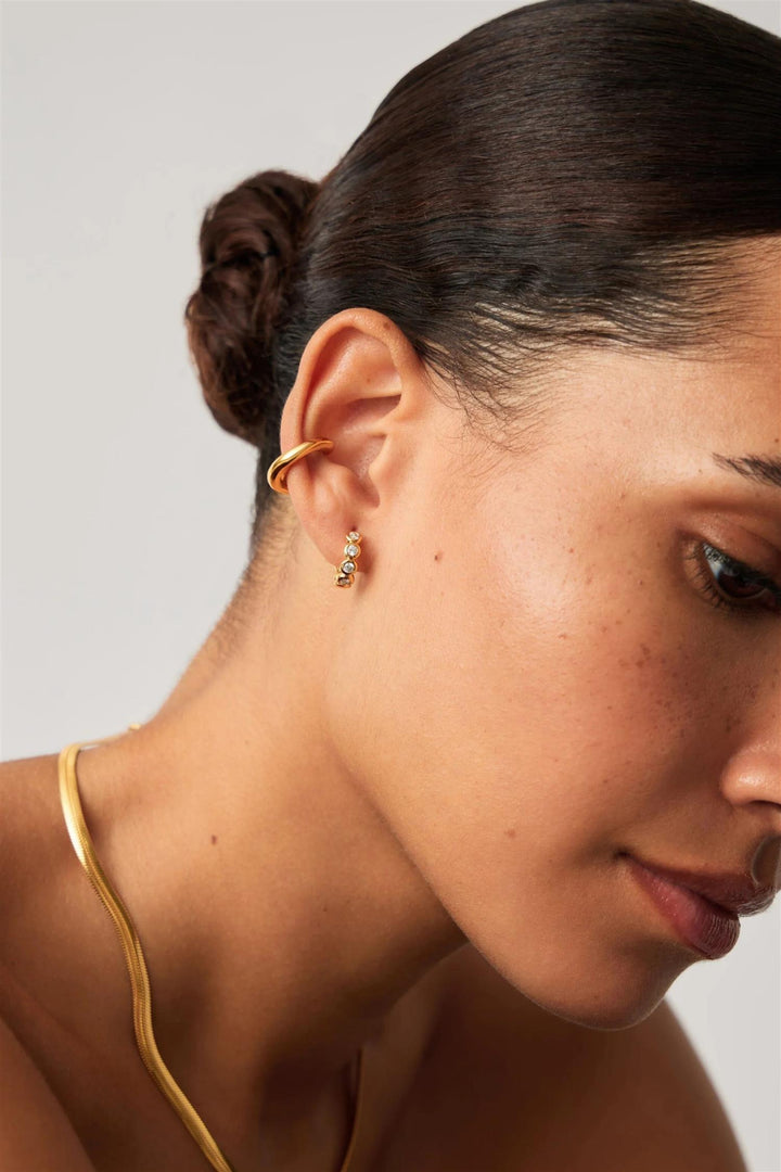 Tennis Small Hoop Earrings Gold