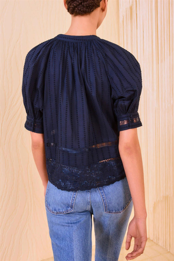 Faye Puff Sleeve Blouse Midnight
