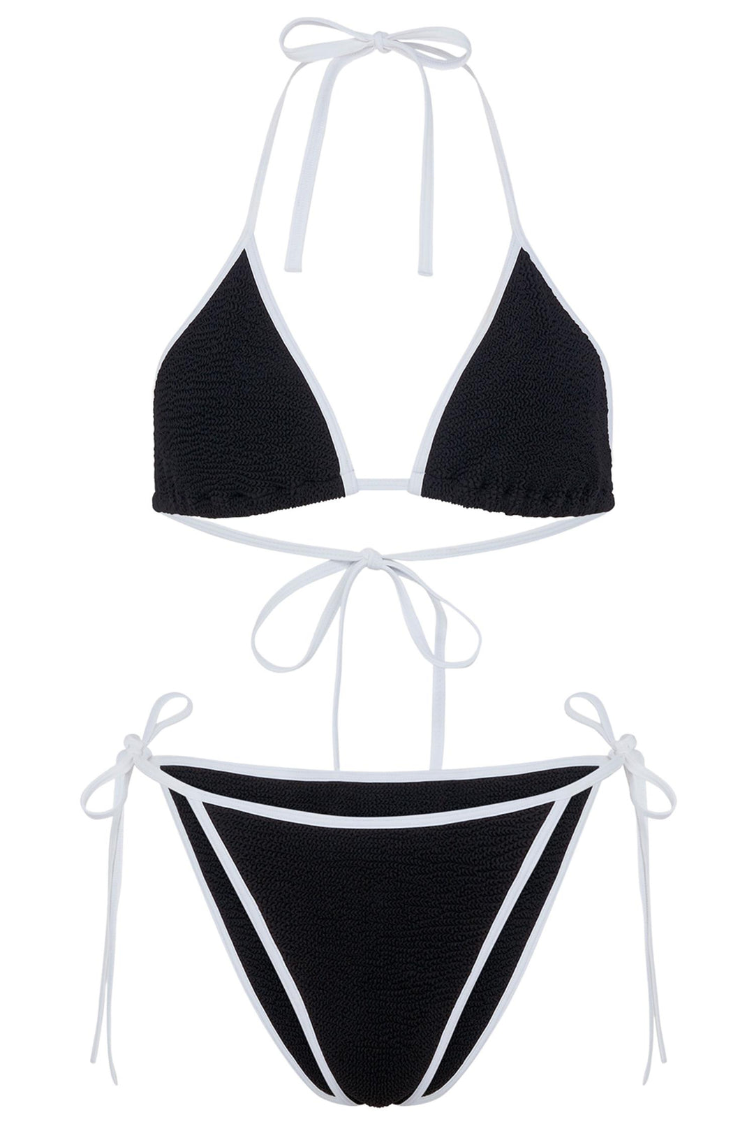 Gina Crinkle Contrast Bikini Black/White