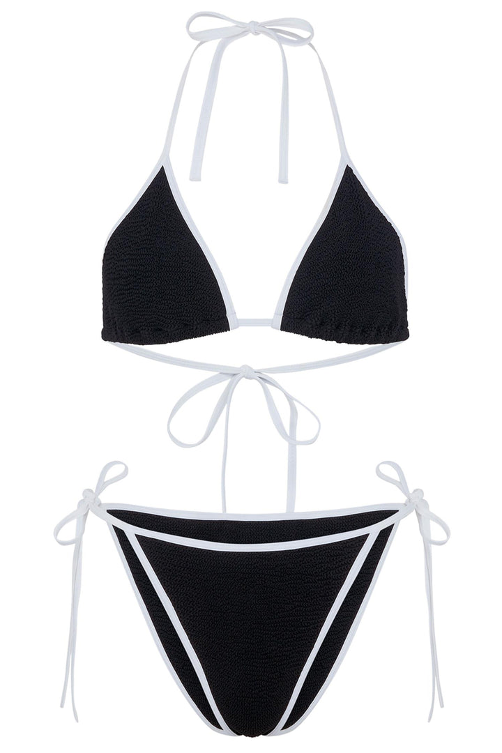 Gina Crinkle Contrast Bikini Black/White
