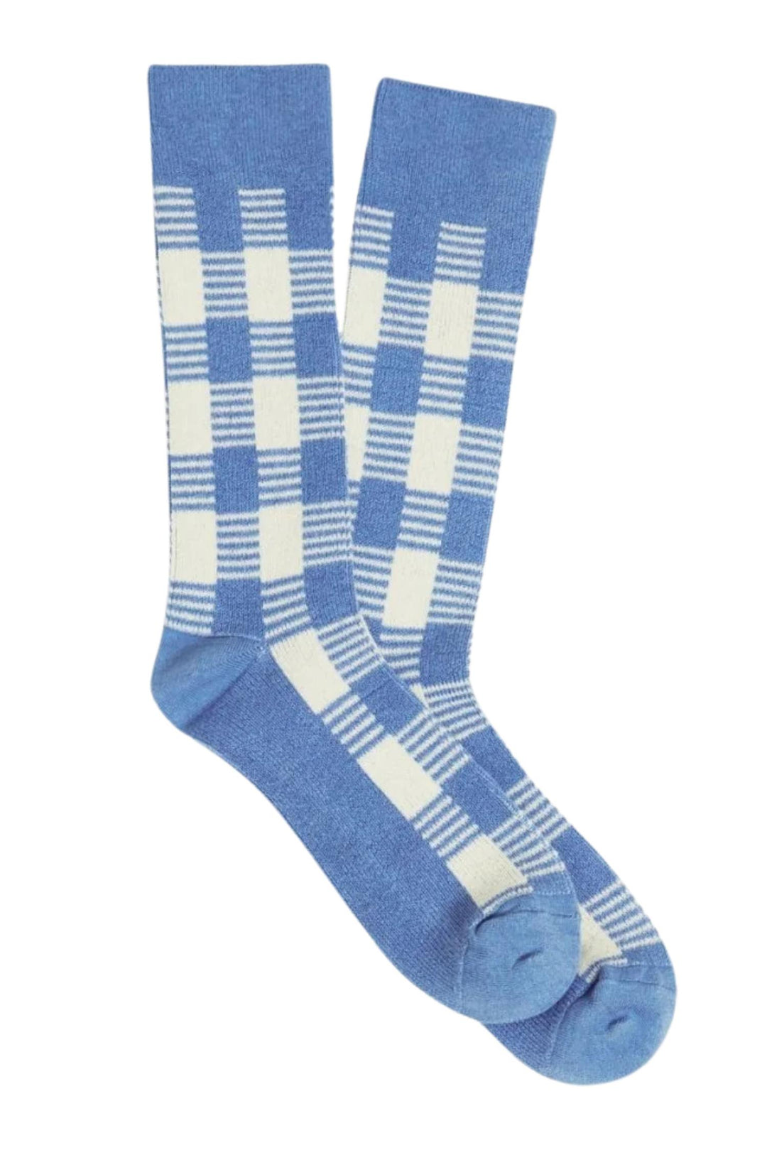 Gingham Socks French Blue/Cream