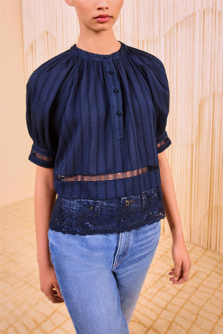 Faye Puff Sleeve Blouse Midnight