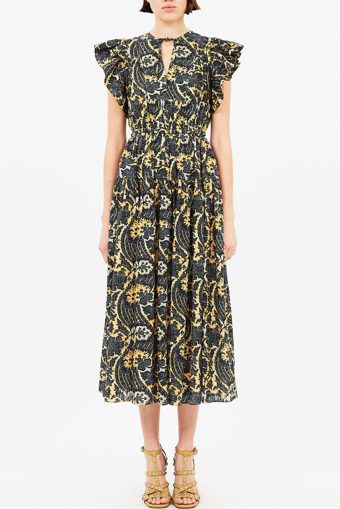 Kairi Flutter Sleeve Midi Dress Luna