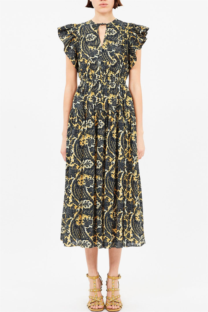Kairi Flutter Sleeve Midi Dress Luna