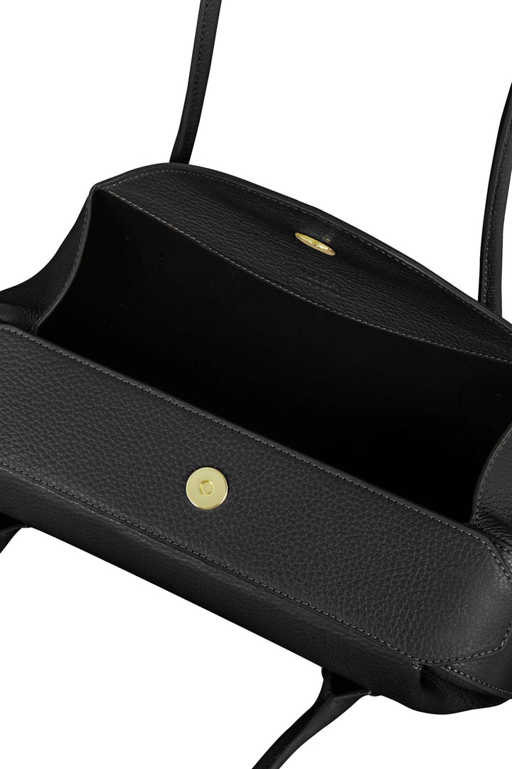 Oyster Shoulder Bag Pebble Grain Leather Black