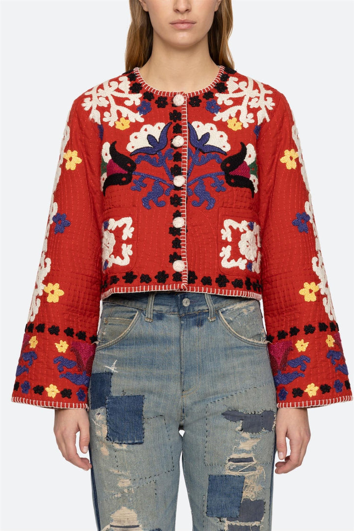 Catrine Applique Jacket Red
