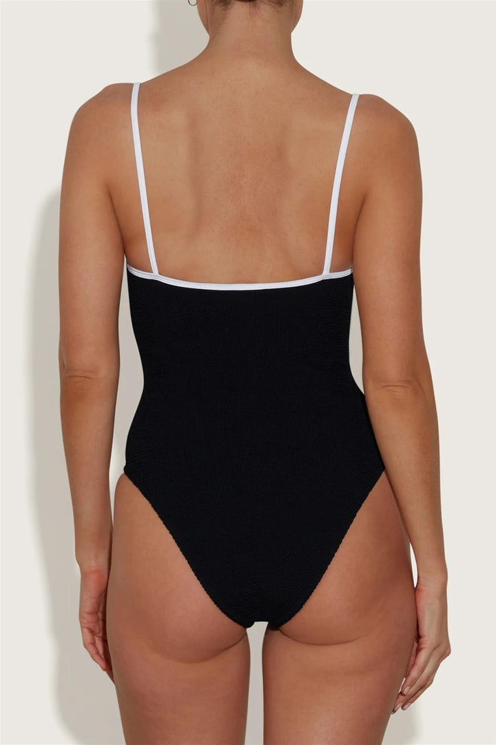 Pamela Crinkle Contrast Swimsuit Black/White