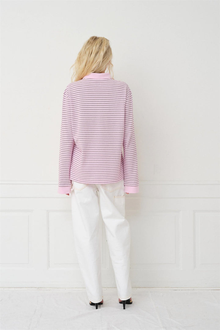 Serena Polo Shirt Berry Stripe