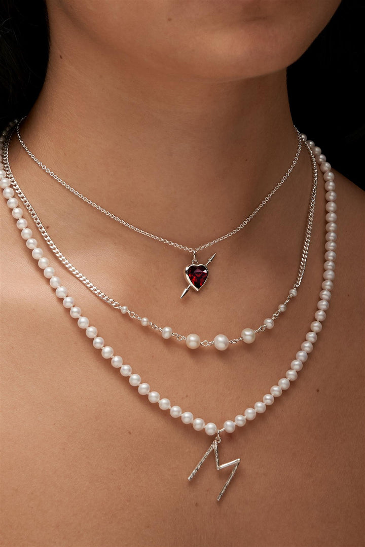 Rebel Love Necklace - Silver - Red Garnet