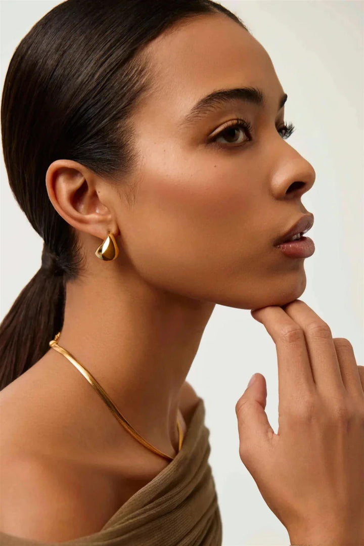 Sculptural Chubby Dome Small Hoop Earrings Gold