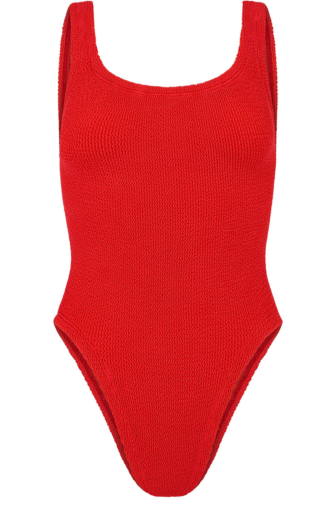 Square Neck Crinkle Swimsuit Red