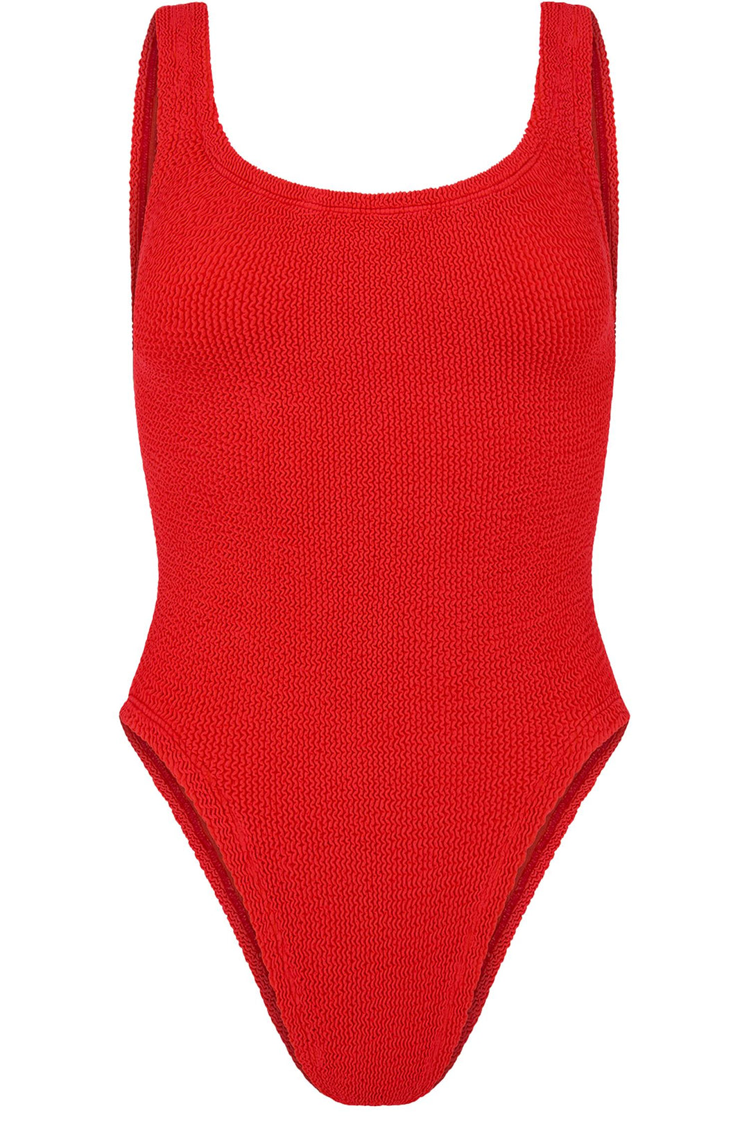 Square Neck Crinkle Swimsuit Red