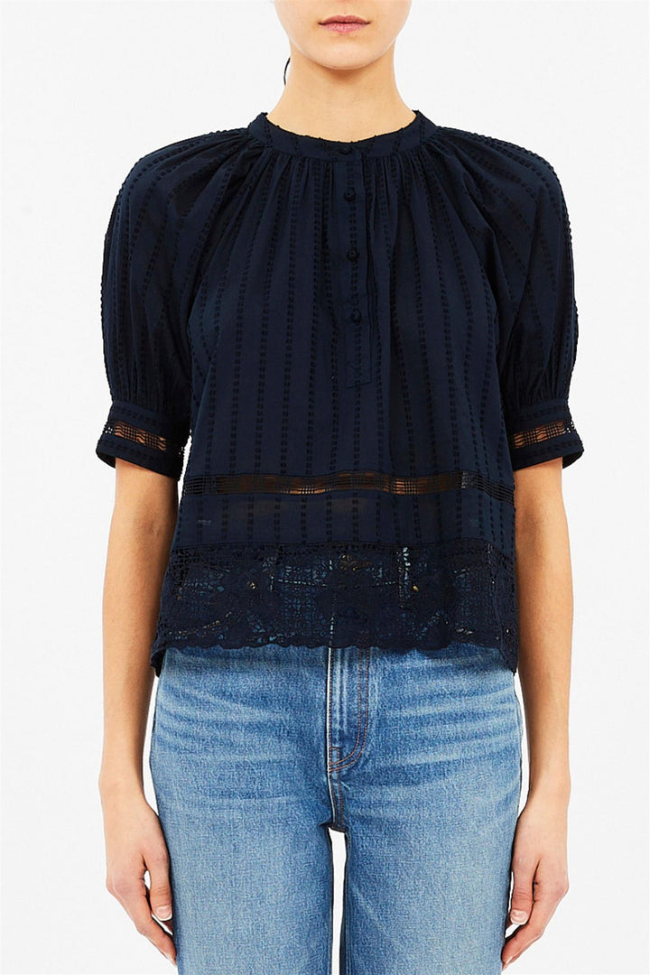 Faye Puff Sleeve Blouse Midnight