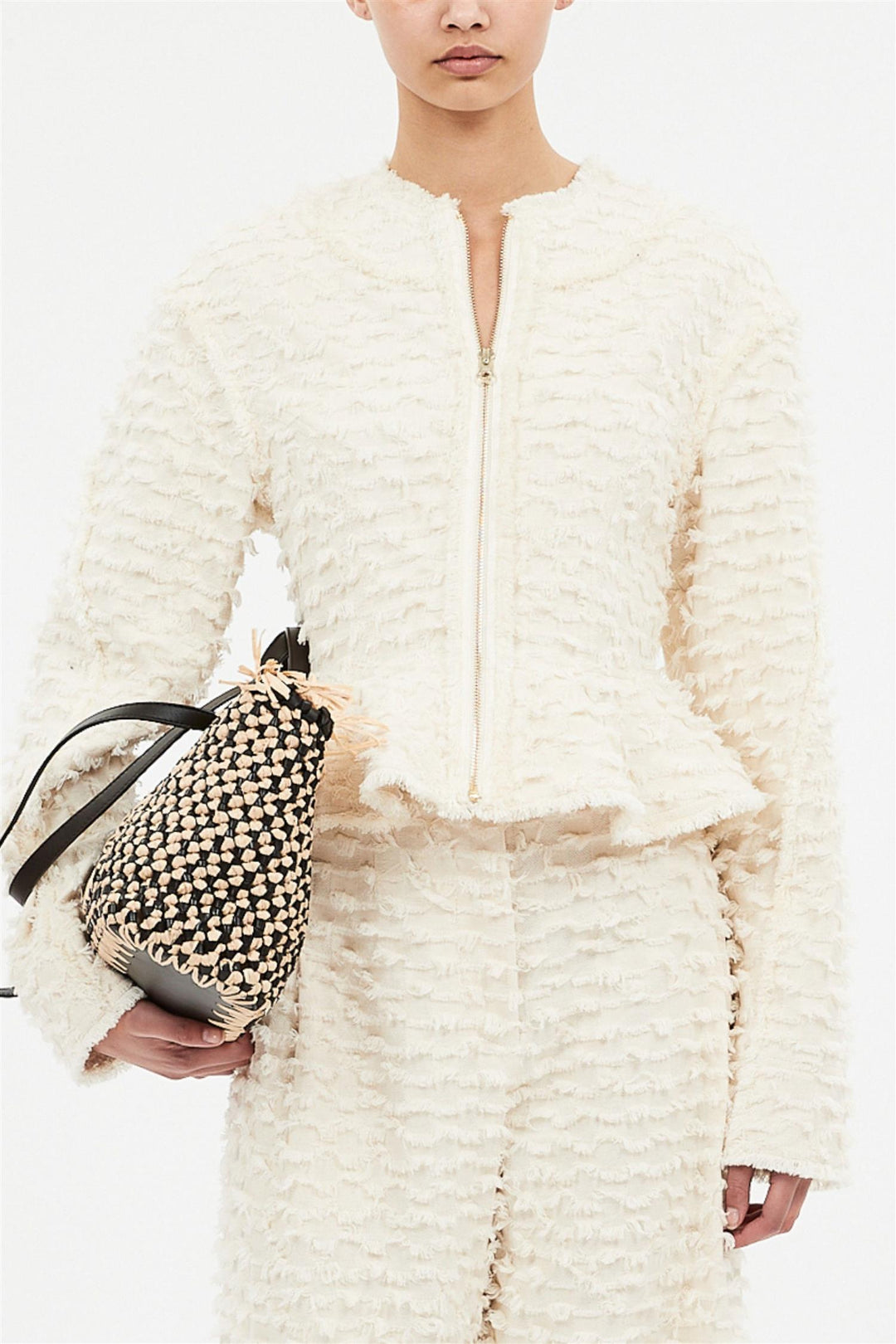 Rosalind Zip Peplum Jacket Ivory