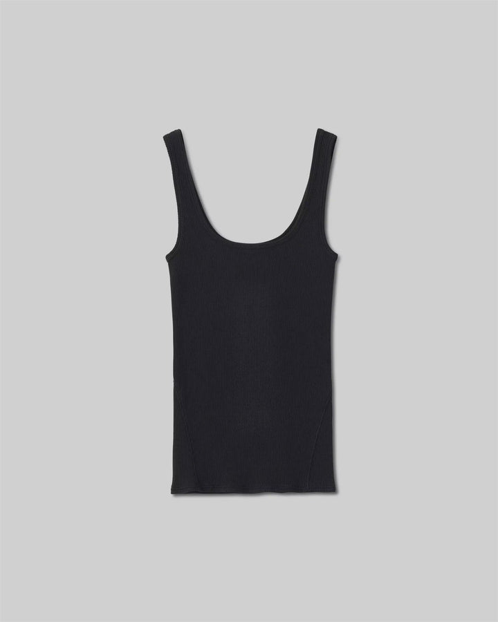 Essential Rib Scoop Neck Tank Black