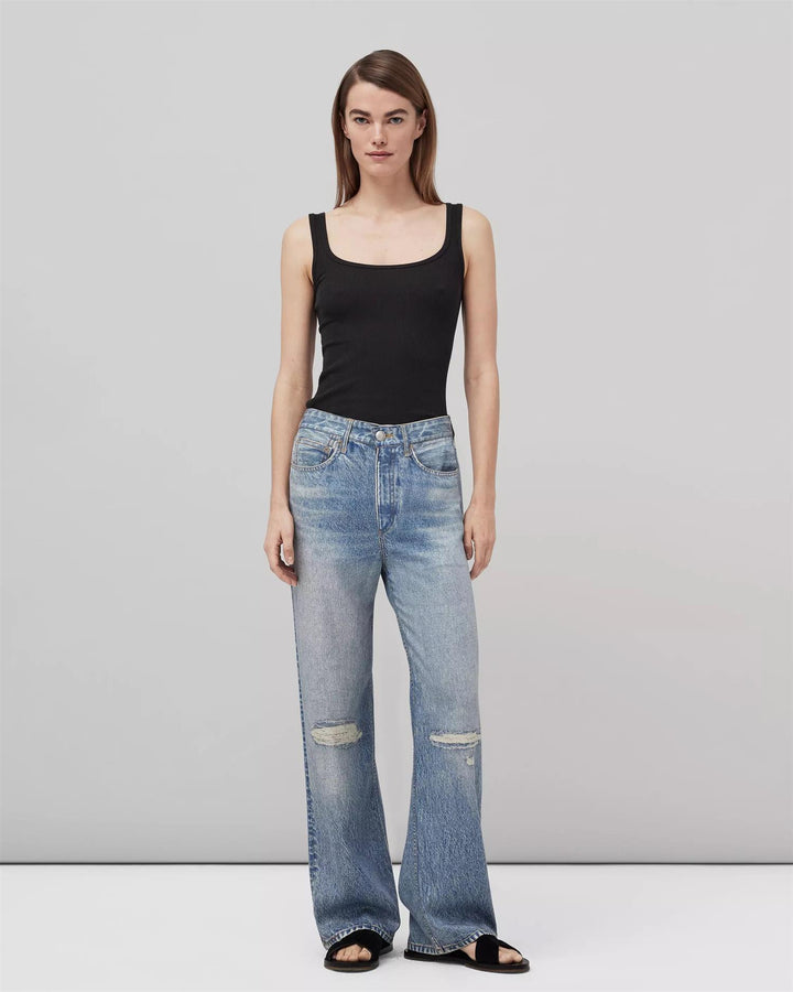 Essential Rib Scoop Neck Tank Black