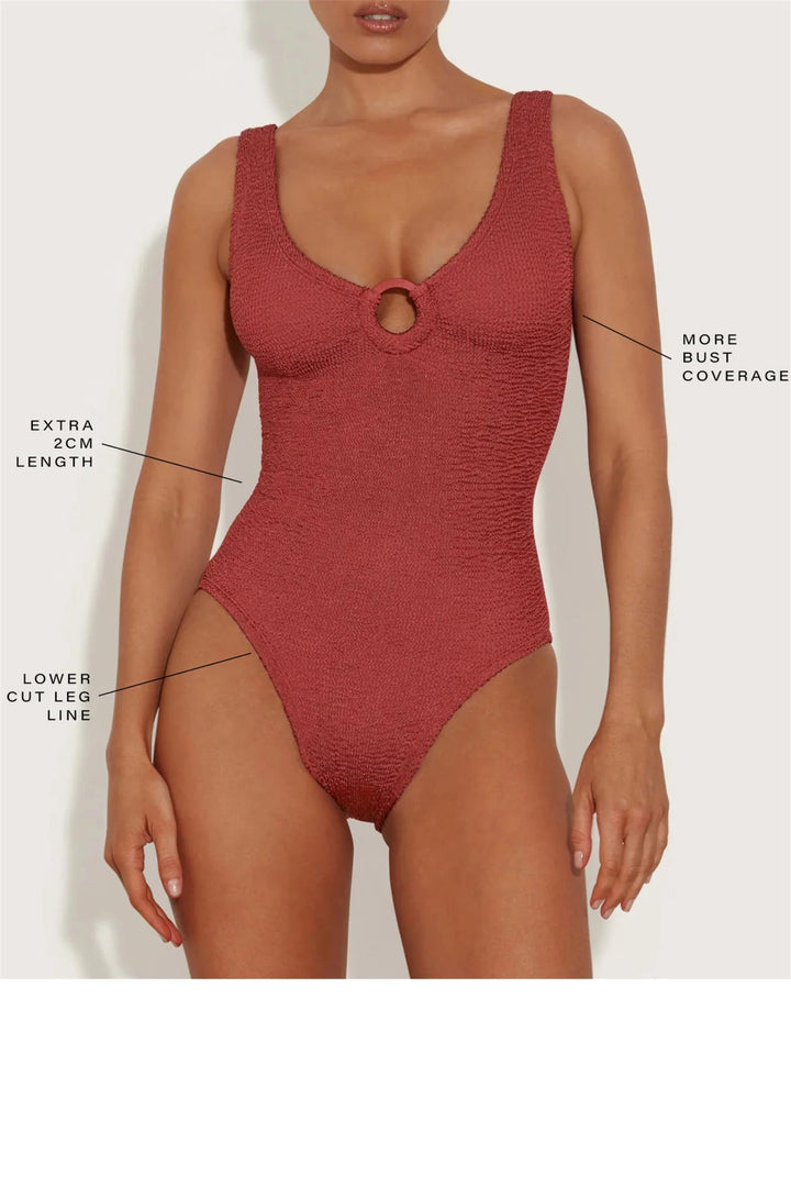 Celine Crinkle Swimsuit Metallic Rosewood