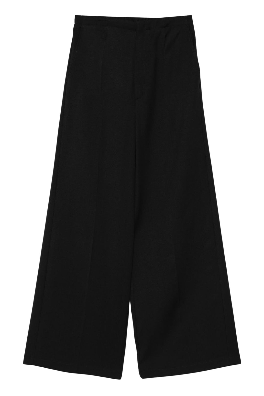 Mercerized Cotton Twill Flared Pants Black