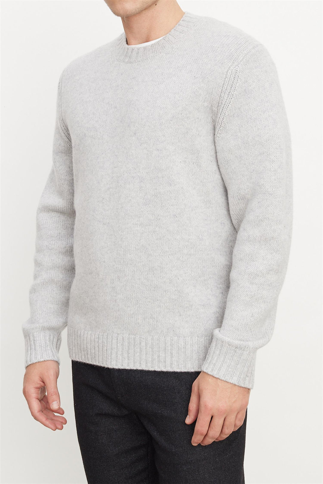 Relaxed Crew Knit Light Heather Grey