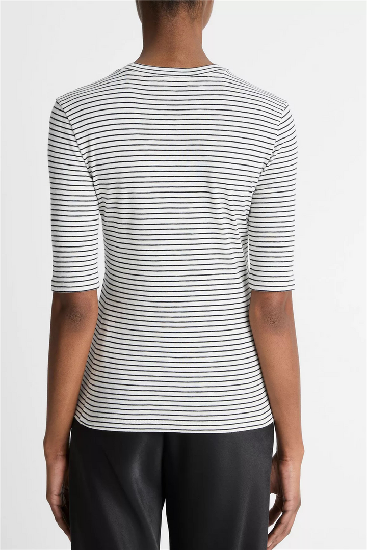 Striped Elbow Sleeve Crew Off-White Combo