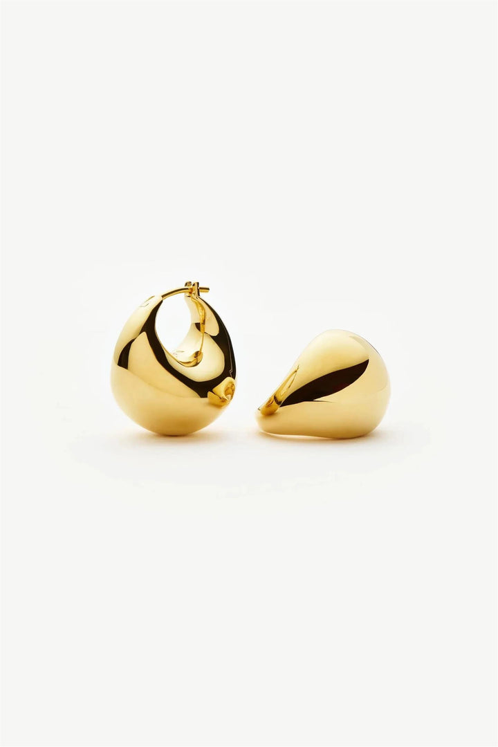 Sculptural Chubby Dome Small Hoop Earrings Gold