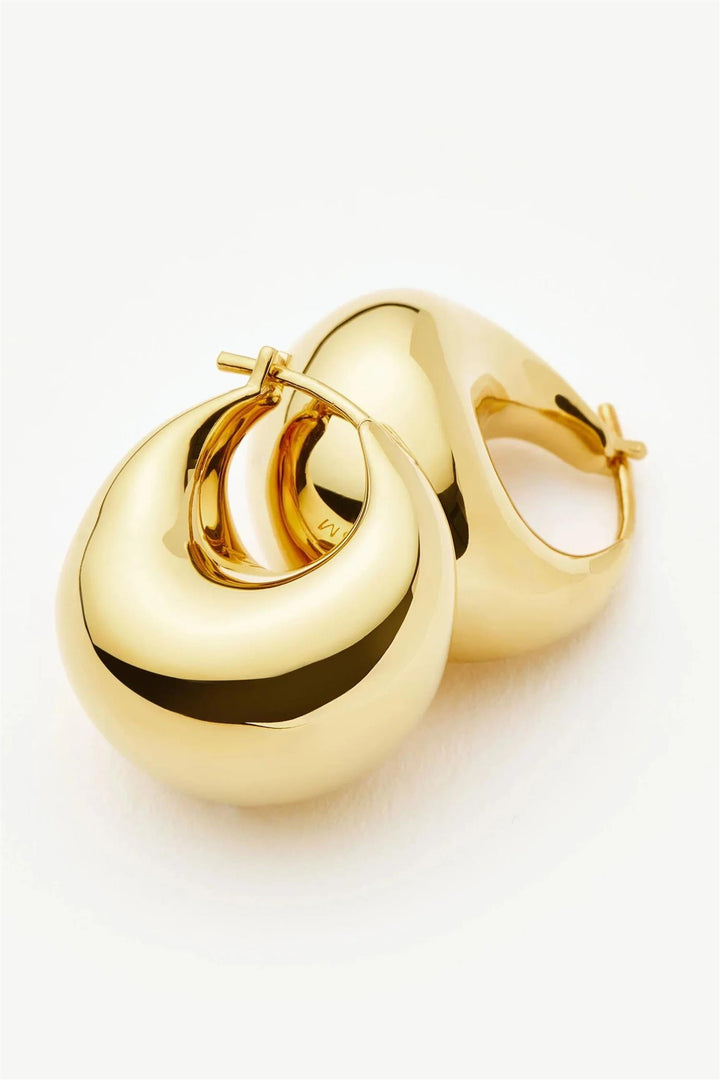 Sculptural Chubby Dome Small Hoop Earrings Gold