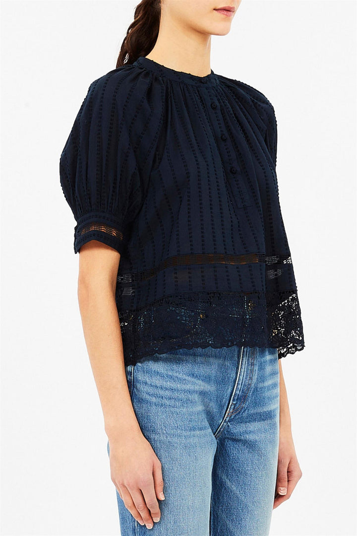 Faye Puff Sleeve Blouse Midnight