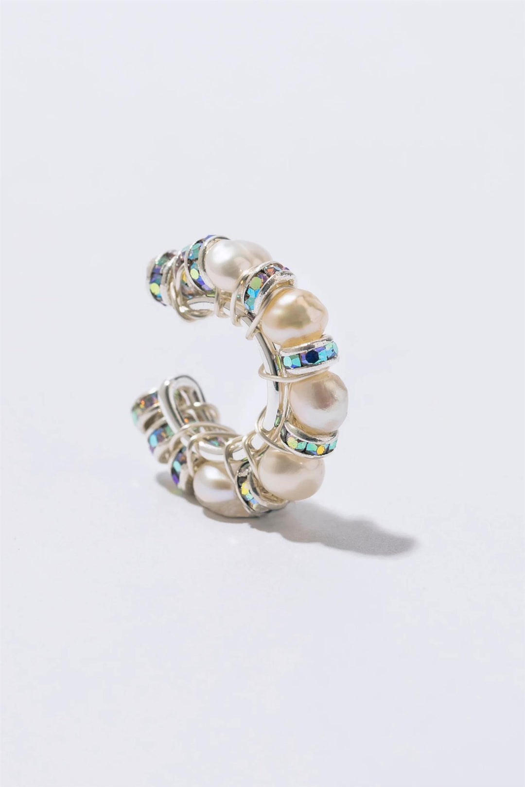 Pearl Diamond Ear Cuff Silver