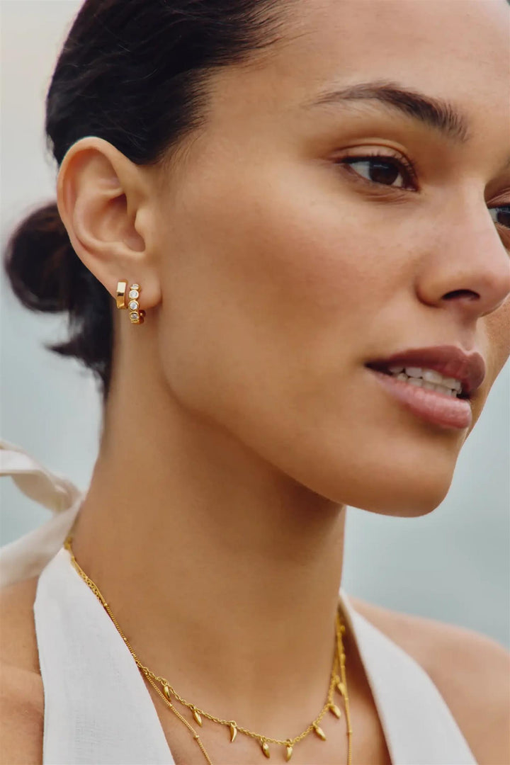 Tennis Small Hoop Earrings Gold