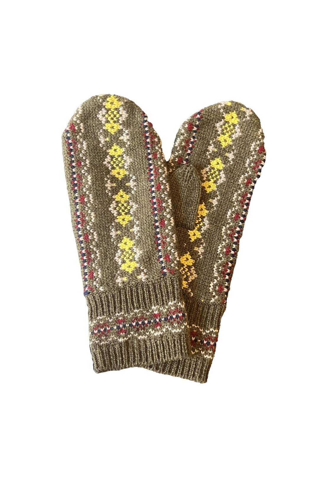 Ciara Fair Isle Knit Mittens Olive