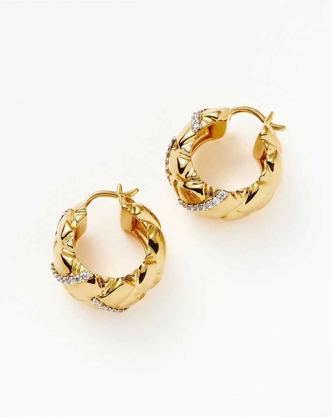 Lucy Williams Chunky Pave Waffle Small Hoop Earrings