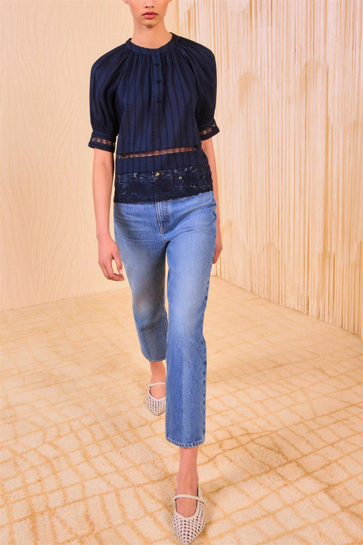 Faye Puff Sleeve Blouse Midnight