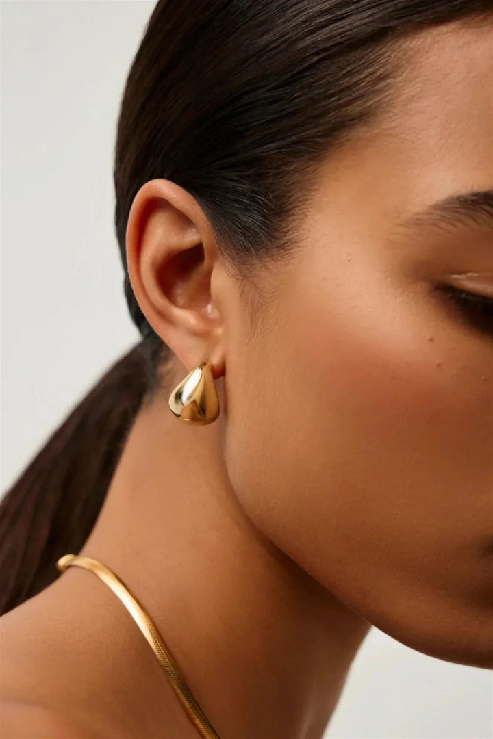 Sculptural Chubby Dome Small Hoop Earrings Gold