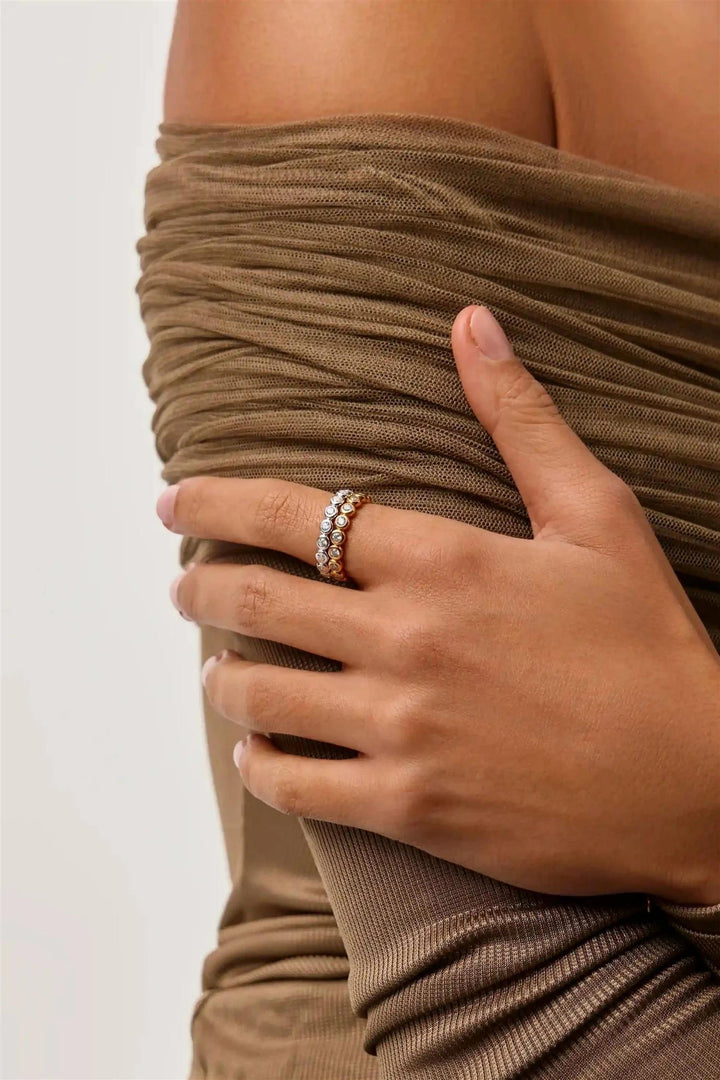 Tennis Eternity Stacking Ring Silver