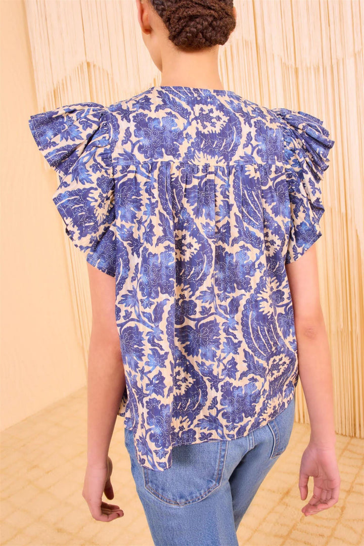 Sienna Flutter Sleeve Top Ocean