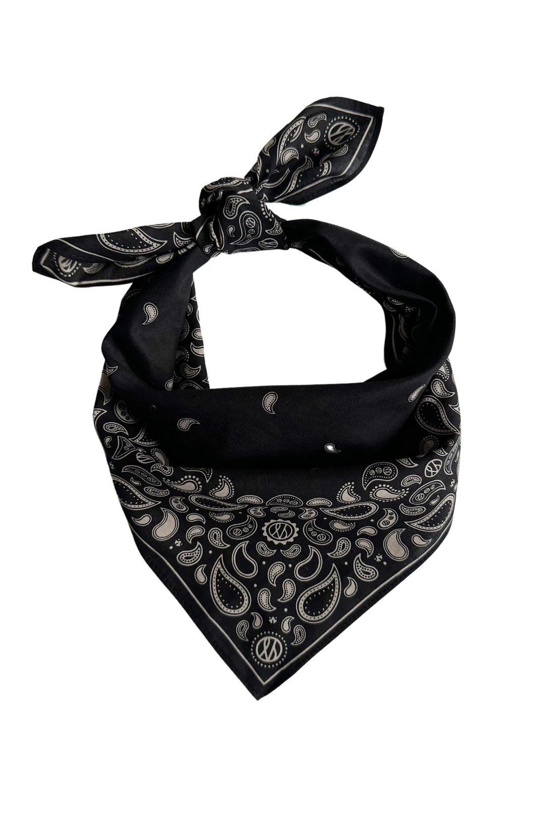 Cotton Paisley Scarf 55 cm. Black