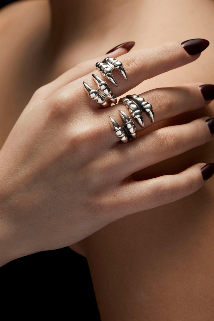Claw Double Ring - Silver