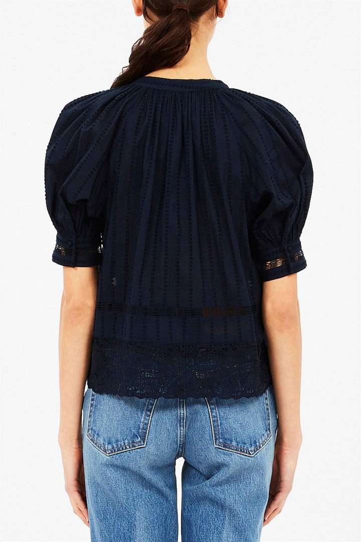 Faye Puff Sleeve Blouse Midnight