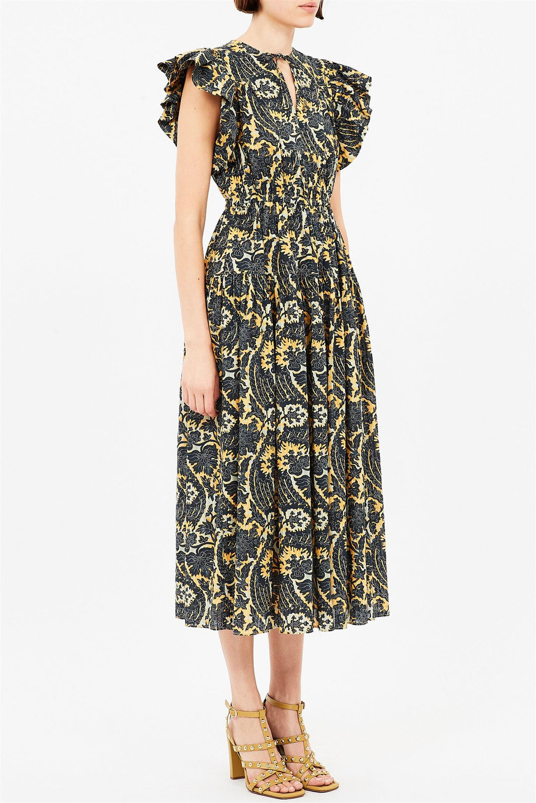 Kairi Flutter Sleeve Midi Dress Luna