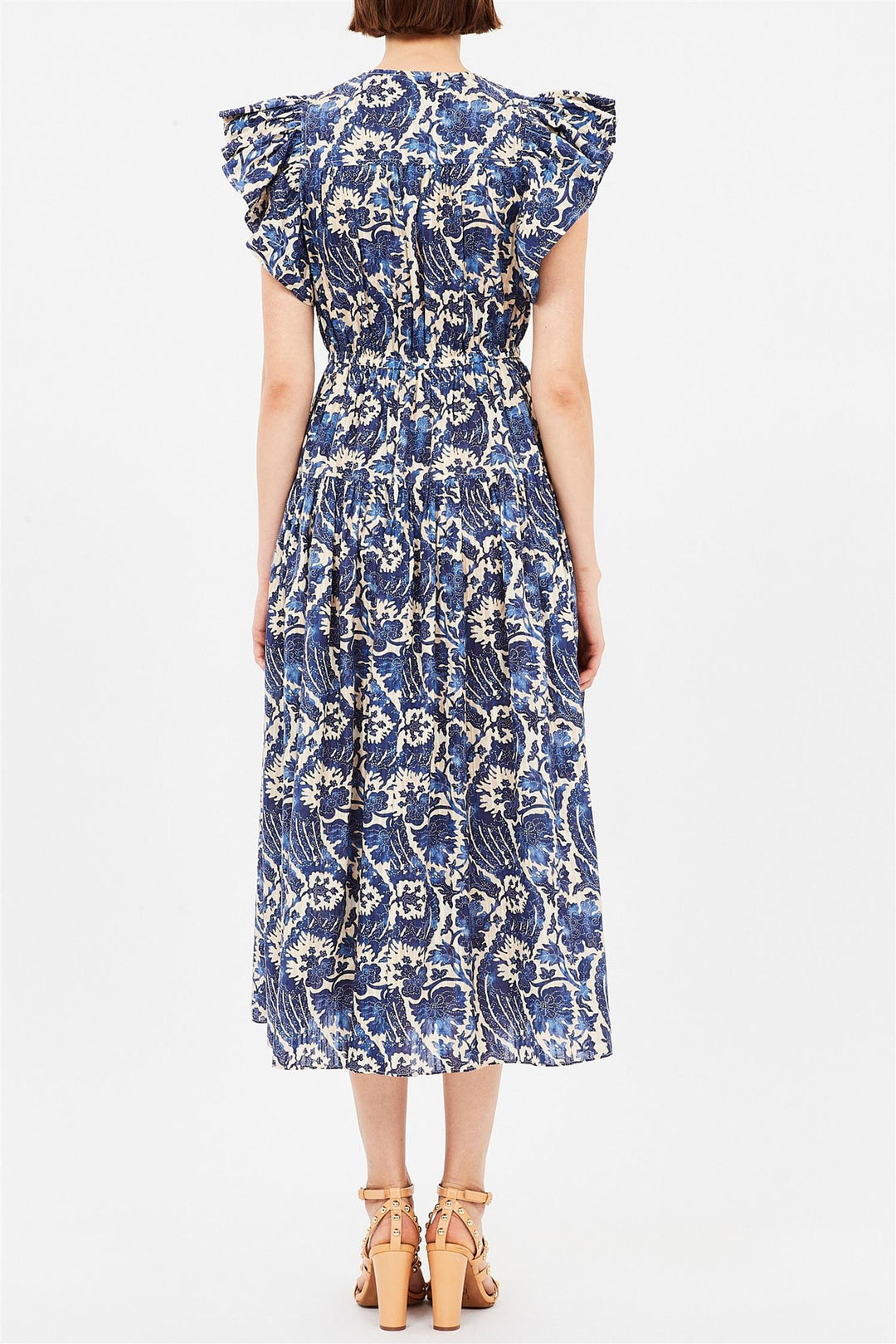 Kairi Flutter Sleeve Midi Dress Ocean