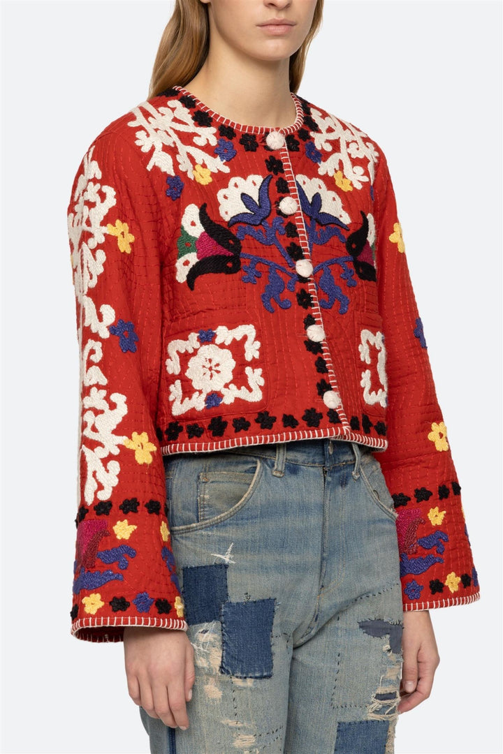 Catrine Applique Jacket Red