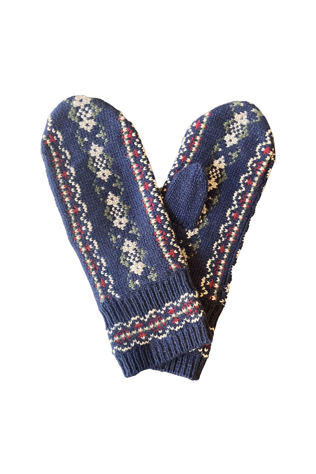 Ciara Fair Isle Knit Mittens Navy