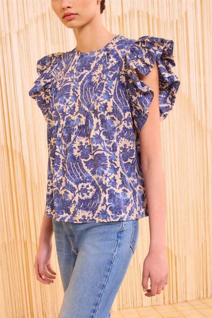 Sienna Flutter Sleeve Top Ocean