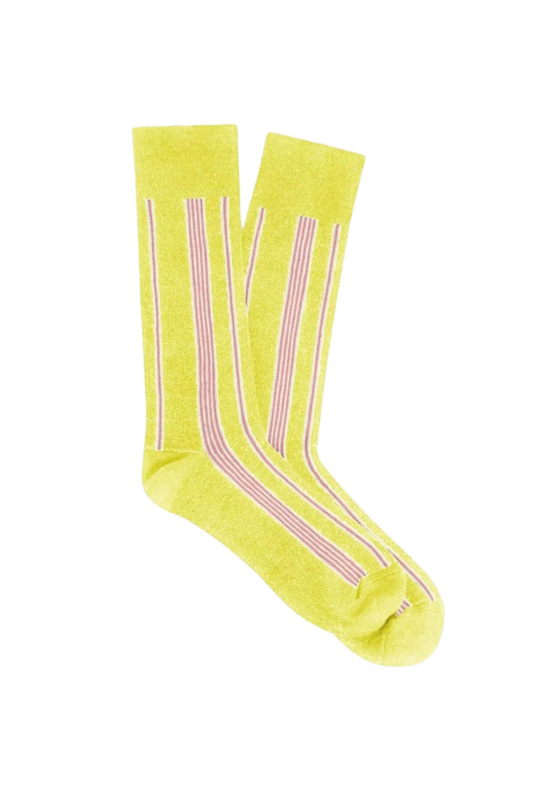 Vertical Stripe Socks Lemon/Cream/Powder Pink