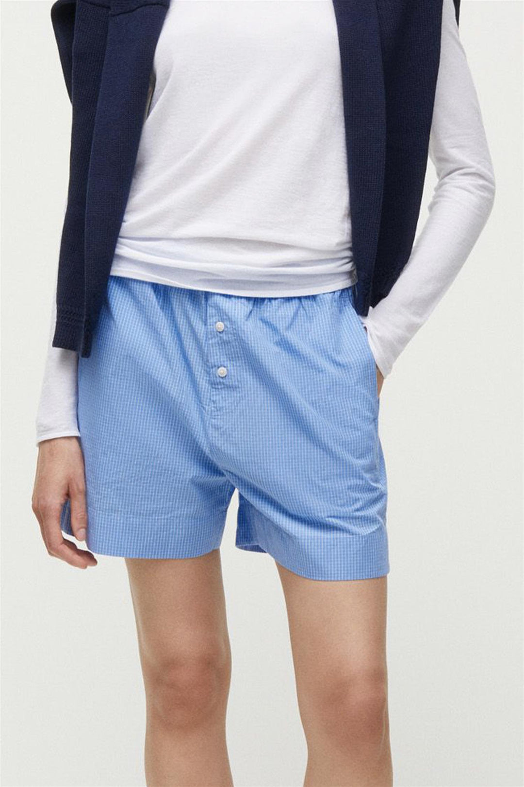 Casual Shorts Check Mix Blue