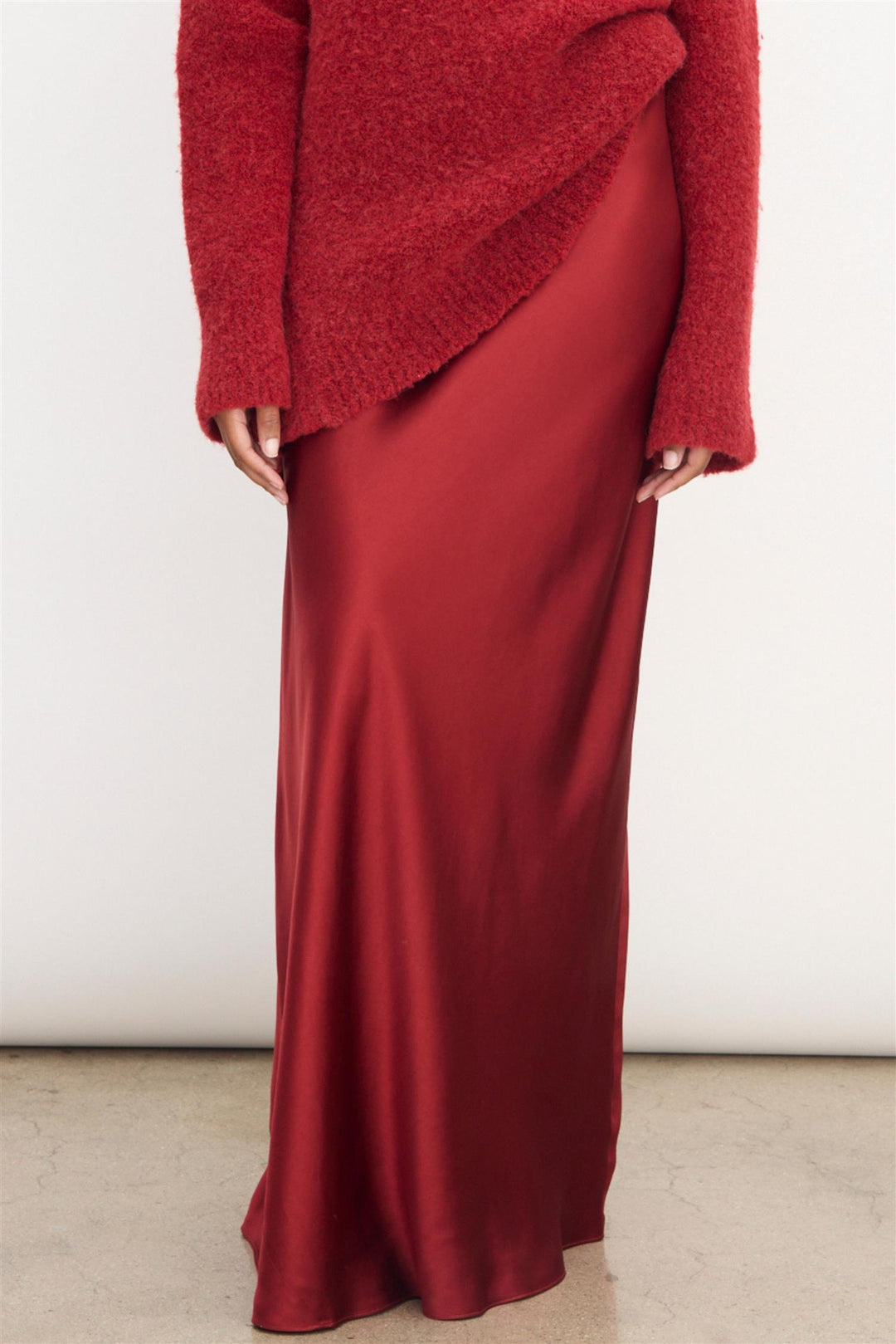 Satin Maxi Skirt Ruby Ink