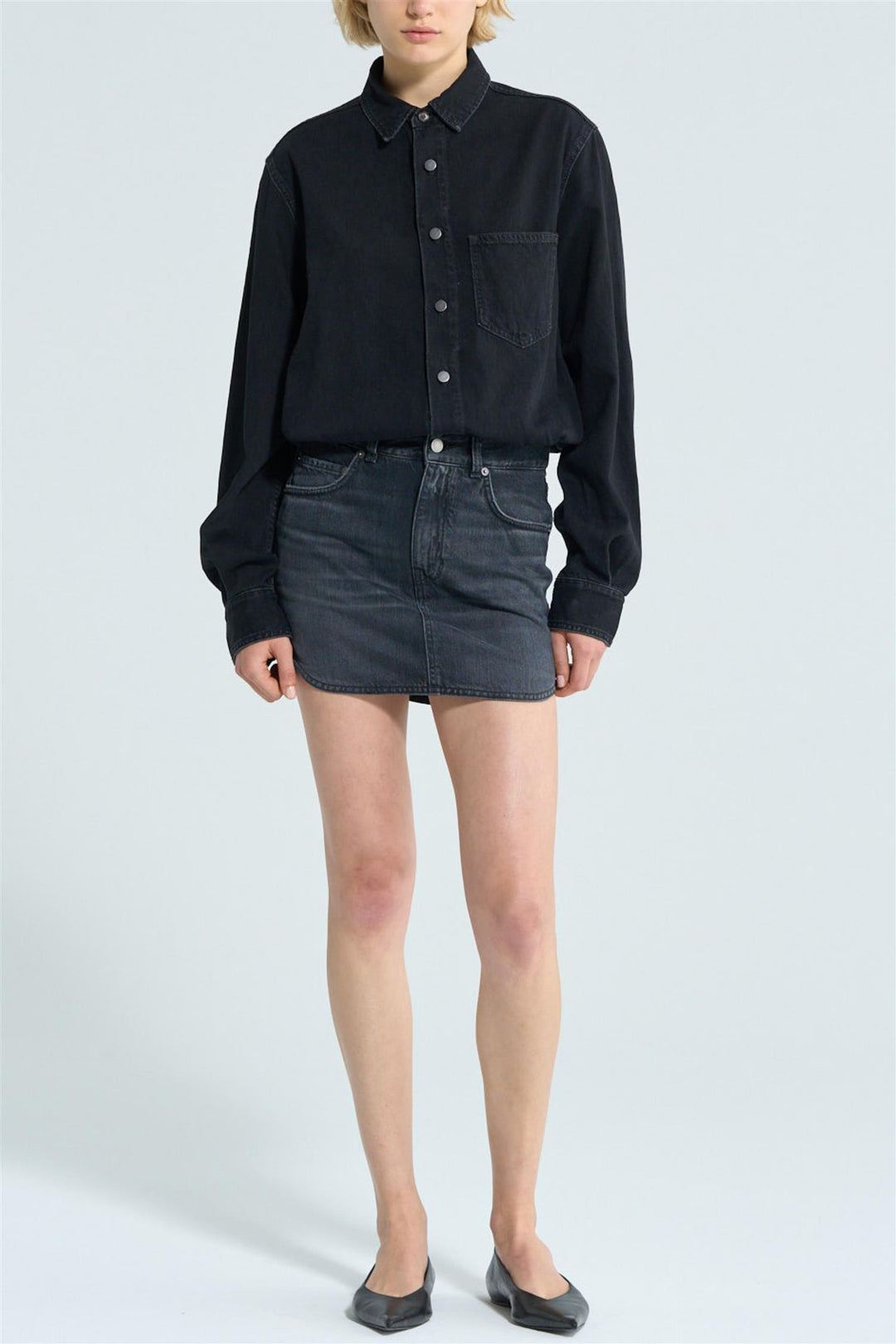 Tamu Denim Mini Dress Mid Black