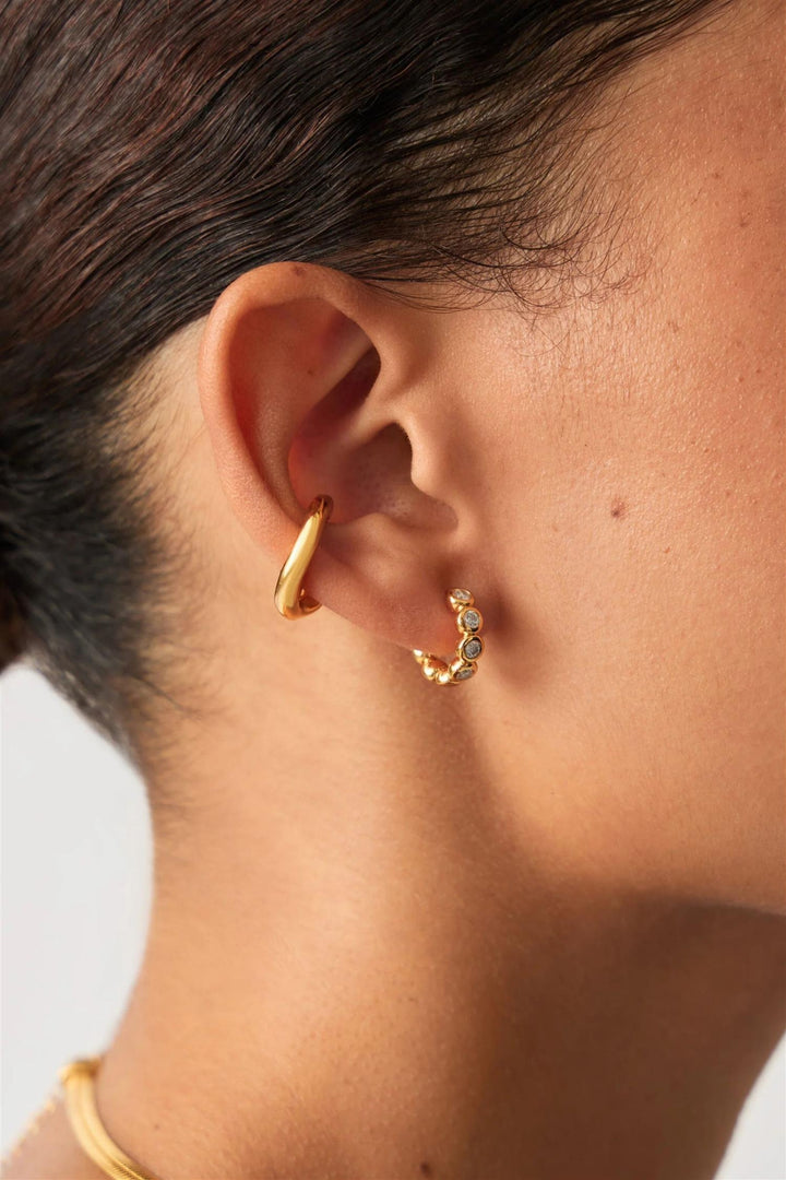 Tennis Small Hoop Earrings Gold