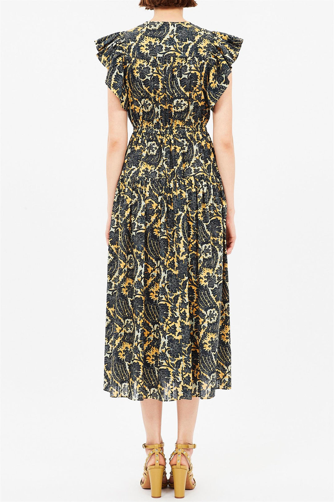 Kairi Flutter Sleeve Midi Dress Luna